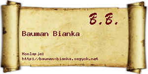 Bauman Bianka névjegykártya